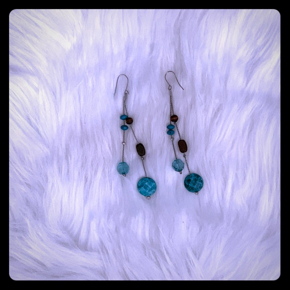 Turquoise / Brown Earrings - Picture 1 of 1